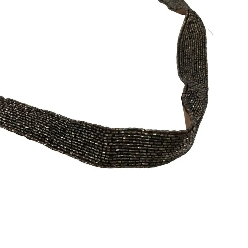 Beaded Belt Brown Tassel Tie Womens Fully Beaded Waist Belt Size Small / Medium